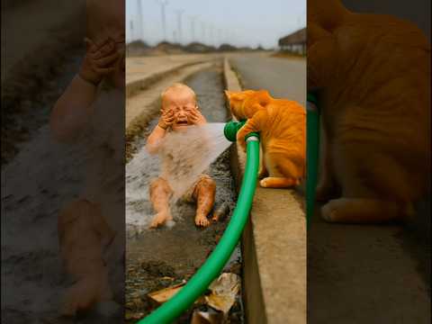 Cat gave the Coco a bath. #aicat #baby #shorts