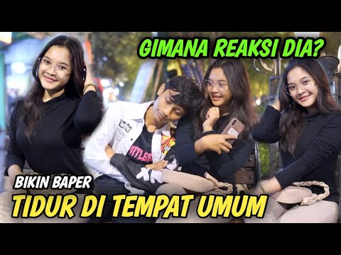 PRANK TIDUR DEPAN UMUM BIKIN BAPER ‼️