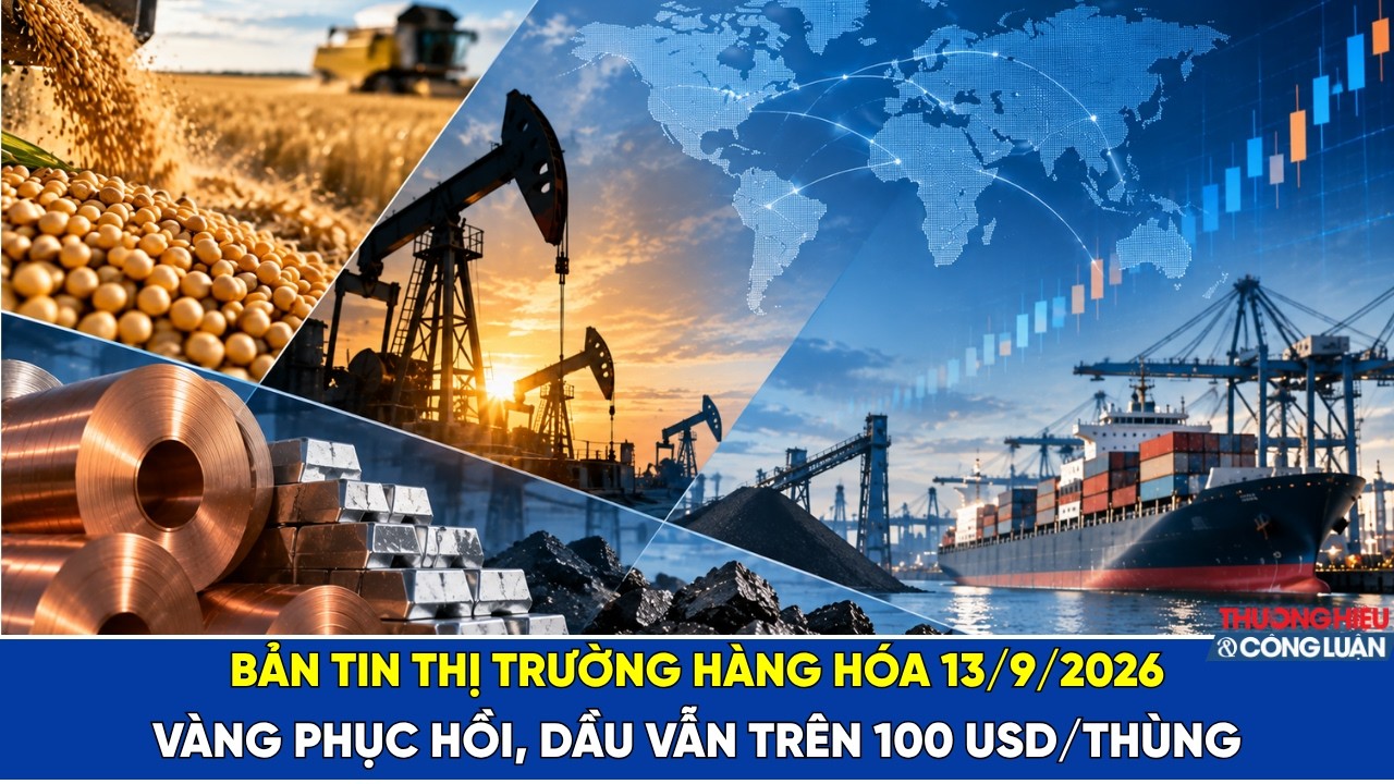 Bản tin thị trường hàng hóa 13/9/2026: Vàng phục hồi, dầu vẫn trên 100 USD/thùng