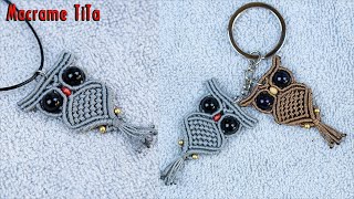 Macrame Owl keychain | Multicolored Macramé Owl - Necklace Tutorial