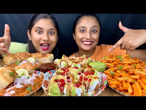 Eating Indian Streets Food Pav Bhajji,Dahipuri,Spicy Pasta🍝Challenge|Food Challenge|Funny Punishment