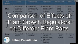 Comparison of effects of Plant Growth Regulators on Different Plant Parts