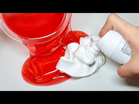 ❤️ 보통액괴에 쉐이빙폼 넣기 🤍 / 구질구질 / shaving foam + jiggly slime / スライム / satisfying slime video 🎅