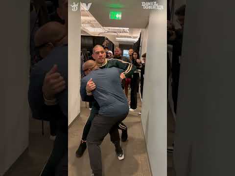 DC tries to wrestle Alex Pereira in the hallway ๐๐ฟ #shorts #ufc #mma #exclusive #wrestling #chama