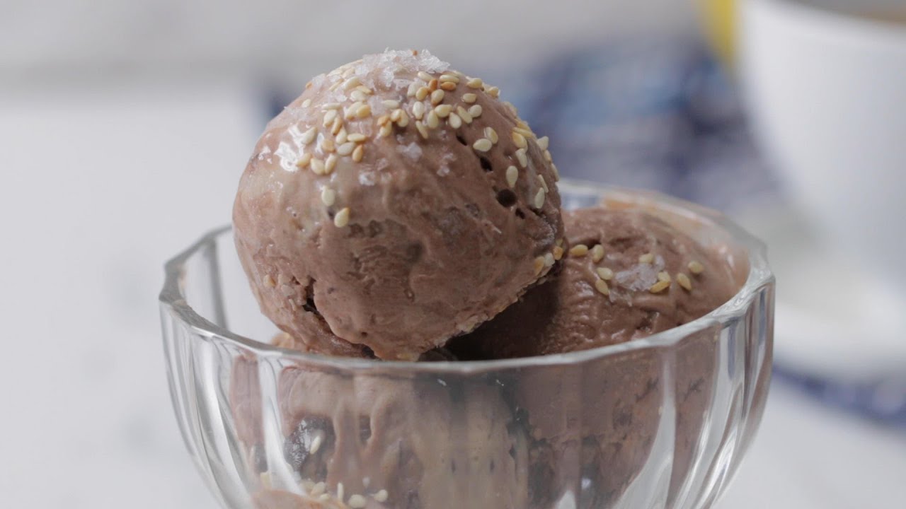 No-Churn Dairy-Free Chocolate Sesame Swirl Ice Cream