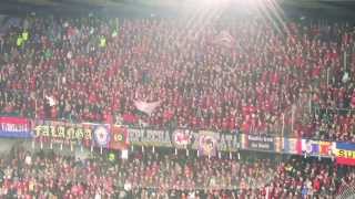 Sparta - Plzeň, 9.3.2014, support Ultras Sparta + příprava chorea