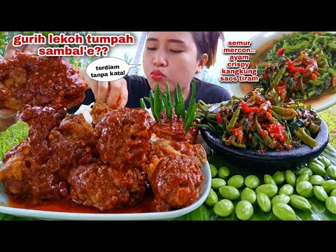 WUENAK'E NENDANG❗SEMUR PEDAS AYAM CRISPY KANGKUNG SAOS TIRAM LALAPAN PETE MENTAH CABE RAWIT