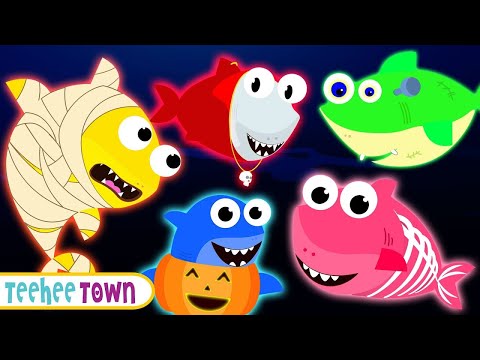 Five Scary Baby Sharks | Spooky Scary Skeleton Songs | Nursery Rhymes Street