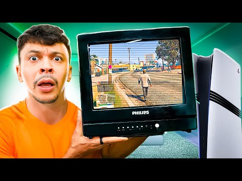 TESTEI MEU PLAYSTATION 5 EM UMA TV DE TUBO ⚠️😨