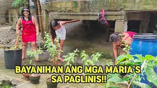 NAGTULONG TULONG ANG MGA MARIA'S SA PAGLINIS NG MGA INIWAN NG BAGYO NA KALAT!!