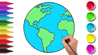 How to Draw EARTH 🌎 | Easy Drawing and Coloring for Kids | Chiki Art | HooplaKidz How To