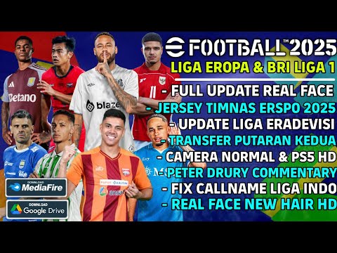 eFootball PES 2025 PPSSPP Eropa & Liga 1 Indonesia Timnas Real Face Update Winter Transfer 2024/25