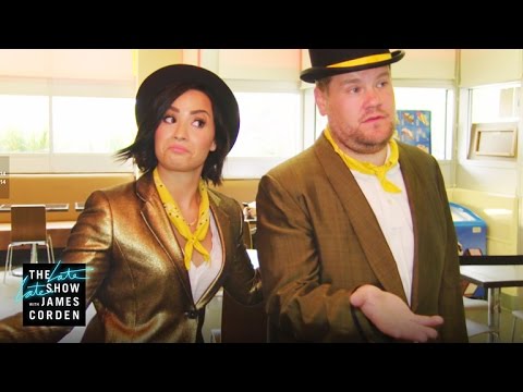 Demi Lovato & James Corden Interrupt People's Day To Sing Telegrams On The Late Late Show! Check It Out!