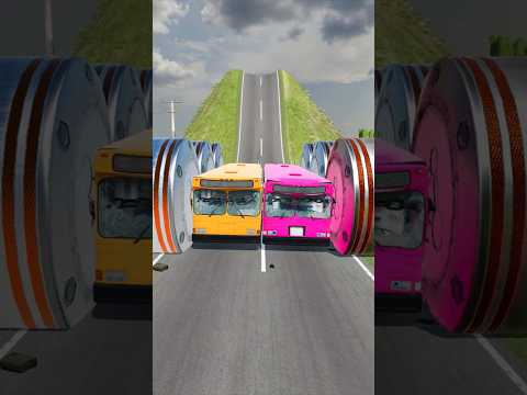 Cars & City Bus vs Chained Hydraulic Crush - BeamNG.Drive