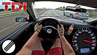 VW Golf IV 1.9 TDI 150HP TOP SPEED DRIVE ON GERMAN AUTOBAHN 🏎