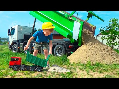 Coches para niños Truck Car BRUDER y un verdadero camión volquete