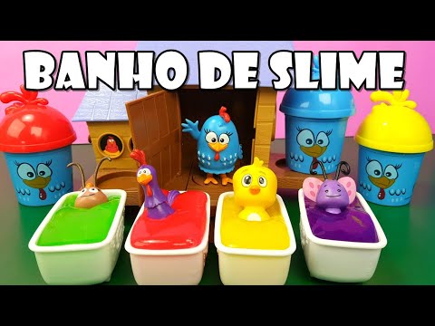 Banho Divertido Nas Banheiras De Slime Com a Galinha Pintadinha