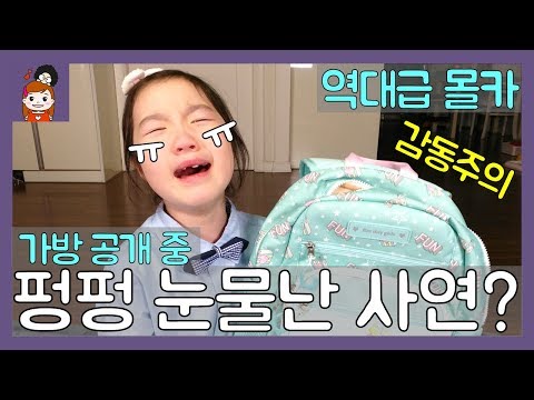 [몰래 카메라] 새학기 가방 공개중 펑펑 눈물난 이유는? 감동주의, 몰카눈물영상, 새학기 가방공개, 학용품, 문구류 소개 행복의씨앗 ㅣ프리티에스더 PrettyEsther