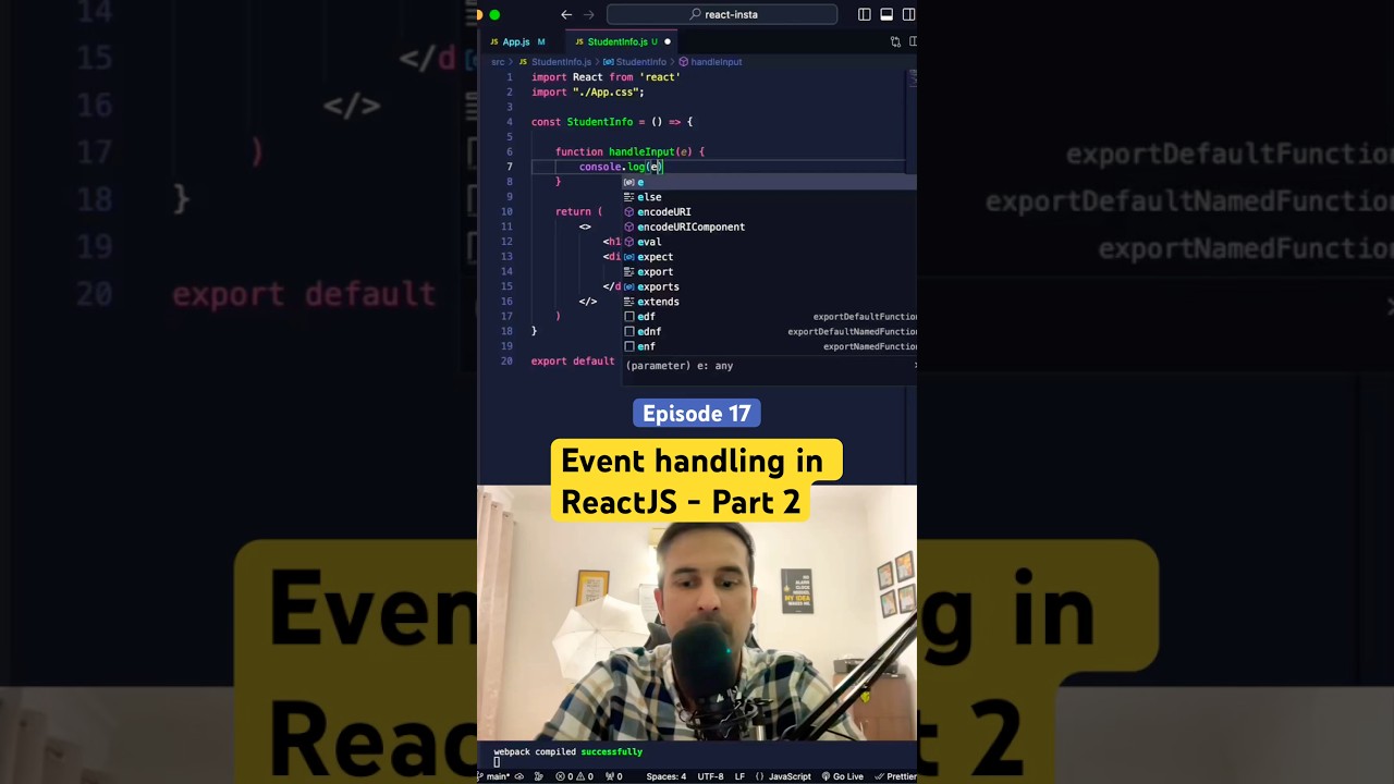 Event Handling in ReactJS - Part 2 😎 #reactjstutorial #reactjs