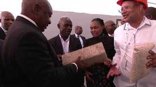 President Cyril Ramaphosa opens the exhibition at the Innovative Building Technologies Summit.