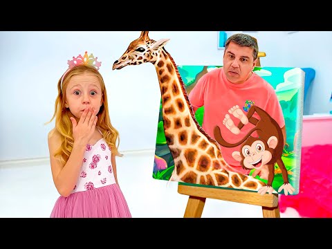 Nastya aprende animales con papá. Colección de los mejores cuentos para niños en español.