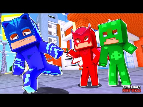 CORUJITA e LAGARTIXO EXPULSARAM o MENINO GATO dos PJ Masks no Minecraft