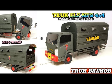 MEMBUAT MINIATUR TRUK ELF NPS TRUK POLISI 👮BRIMOB DARI KARDUS || FULL DETAIL