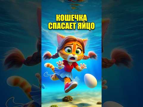 КОШЕЧКА СПАСАЕТ ЯЙЦО В НЕЙРОСЕТИ 😂💔🍳 #dalle3 #мультик #ии #прикол #disney #aiart #funny #cat #кот