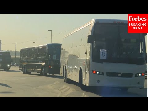 YouTube video thumbnail: Just IN: Busses Of South Korean Hyundai Workers Arrive At Hartsfield-Jackson Airport After ICE Raid