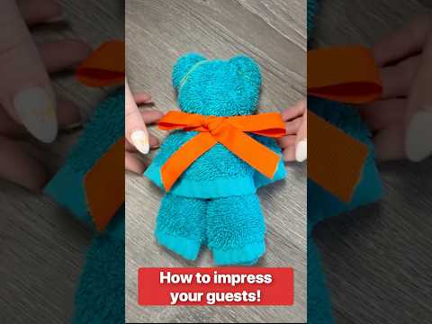 Cute teddy bear towel hack #hack #homedecor #towelfolding #lifehack