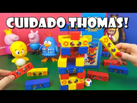 NÃO DERUBE O THOMAS No Jogo Torre Equilíbrio de Cores Tia Flá X Produção