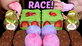 ASMR RACE DUBAI CHOCOLATE SCOOP CAKE, BIG FRESH CREAM MOCHI, FERRERO ROCHER, ICE CREAM BARS 먹방