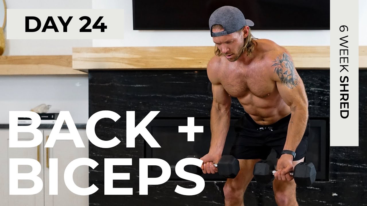 The BEST At Home PULL WORKOUT Back and Biceps 6 WEEK SHRED DAY 24 - TIFF x DAN