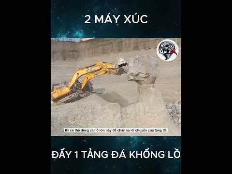 2 máy xúc đẩy 1 tảng đá khổng lồ #shorts #shortvideo #review
