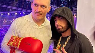 Eminem Signs a Boxing Glove for Usyk @ Saudi Arabia (October 28, 2023)
