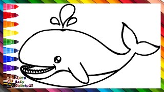 Draw And Color A Cute Whale 🐳🌈 Drawings For Kids