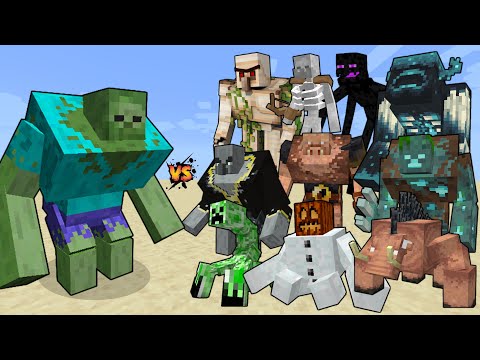 Mutant Zombie vs Mutant Creatures in Minecraft - Mutant Zombie vs Mutant Mobs- Minecraft Mob Battle