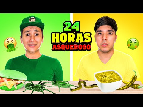 24 HORAS COMIENDO COMIDA ASQUEROSA de un SOLO COLOR... / Josue07 Broders