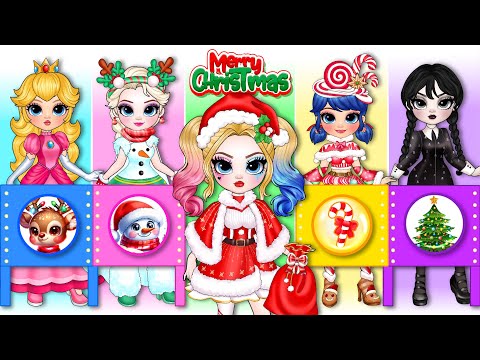 Elsa, Wednesday & Harley Quinn Get Christmas Fashion In Real Life | Best DIY Fashion Paper Dolls