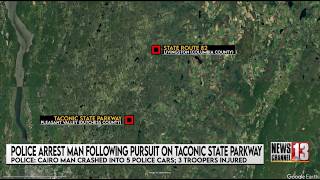 A Greene Co. man is accused of hitting 5 State Police vehicles on the Taconic State Parkway