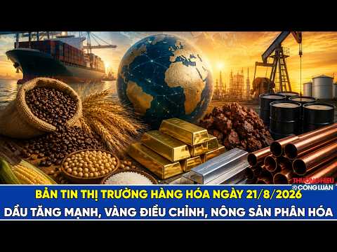 Bản tin thị trường hàng hóa 21/8: Dầu tăng mạnh, vàng điều chỉnh, nông sản phân hóa