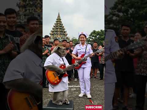 Viral Monyet Main Gitar Bersama Perawat Cantik #empudstudio #empudstudiogrup #shorts