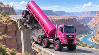Cars vs COLLAPSING UNFINISHED Road Bridge #2 - BeamNG.drive