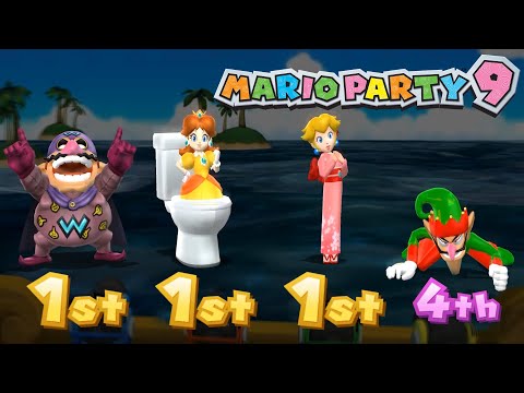 Mario Party 9 - Boss Rush Challenge - Wario vs Daisy vs Peach vs Waluigi (Master Difficulty)