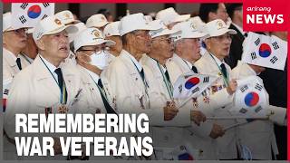 YouTube video thumbnail: President Lee Honors war Veterans, Vows to Keep Peace on Korean Peninsula