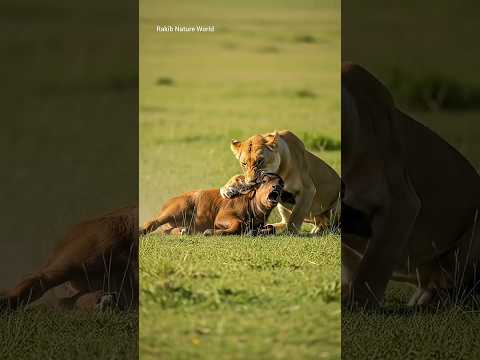 3 Mother Buffalos 💥 Defeat 2 Lionesses to Save Their Calf 🐃🦁#buffalo #animalrescue #animalfight