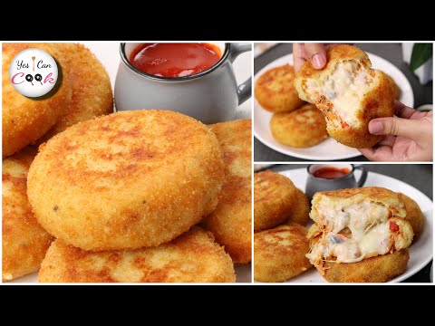 RAMADAN SPECIAL🌙 Pizza Cutlets || Potato Chicken Cheese Cutlets by YES I CAN COOK