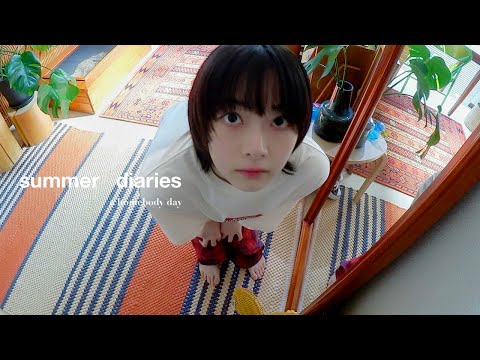 home diaries｜髪を切る日✂️ 旬なものを食べる🍑  / endless summer . makeup & hairset