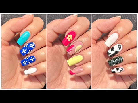 3 Easy nail art designs without tools || DIY nail art at home