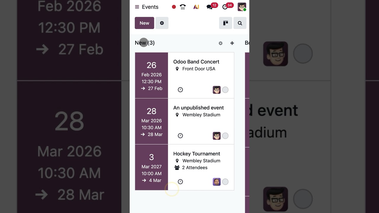 Odoo Quick Tips - Event templates {Events} | 03.06.2026

With Odoo Events, plan, promote, and sell events online or on-site. From designing a stunning website to tracking attendance, run ...